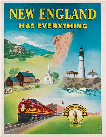 VARIOUS ARTISTS.  [NEW YORK & NEW ENGLAND / TRAIN TRAVEL]. Group of 3 posters. Sizes vary, each approximately 40x30 inches, 101½x76¼ cm